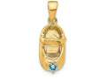 FJC Finejewelers 14k Yellow Gold 3D December Simulated Stone Engraveable Baby Shoe Charm