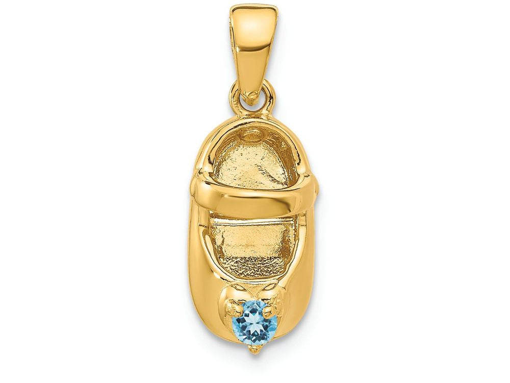 FJC Finejewelers 14k Yellow Gold 3D December Simulated Stone Engraveable Baby Shoe Charm