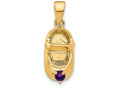 FJC Finejewelers 14k Yellow Gold 3D February Simulated  Stone Engraveable Baby Shoe Charm