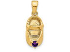 FJC Finejewelers 14k Yellow Gold 3D February Simulated  Stone Engraveable Baby Shoe Charm