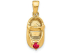FJC Finejewelers 14k Yellow Gold 3D July Simulated Stone Engraveable Baby Shoe Charm