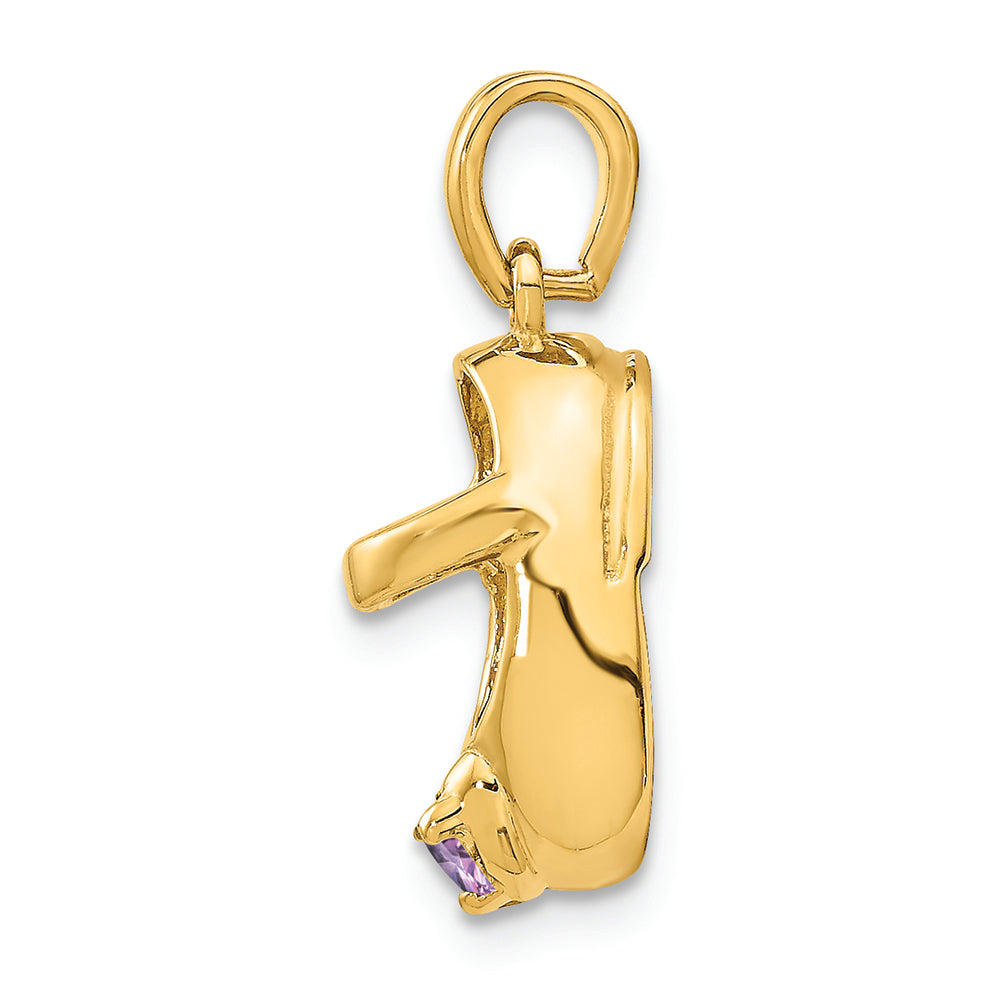 FJC Finejewelers 14k Yellow Gold 3D June Simulated Stone Engraveable Baby Shoe Charm