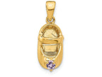 FJC Finejewelers 14k Yellow Gold 3D June Simulated Stone Engraveable Baby Shoe Charm