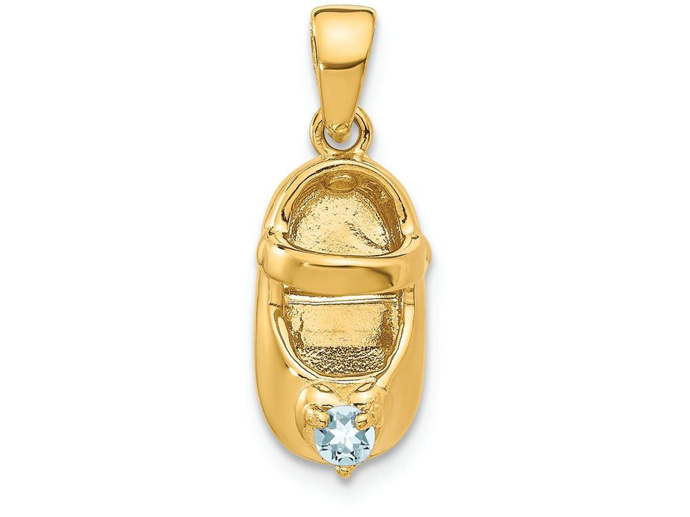 FJC Finejewelers 14k Yellow Gold 3D March Simulated Stone Engraveable Baby Shoe Charm