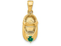 FJC Finejewelers 14k Yellow Gold 3D May Simulated Stone Engraveable Baby Shoe Charm