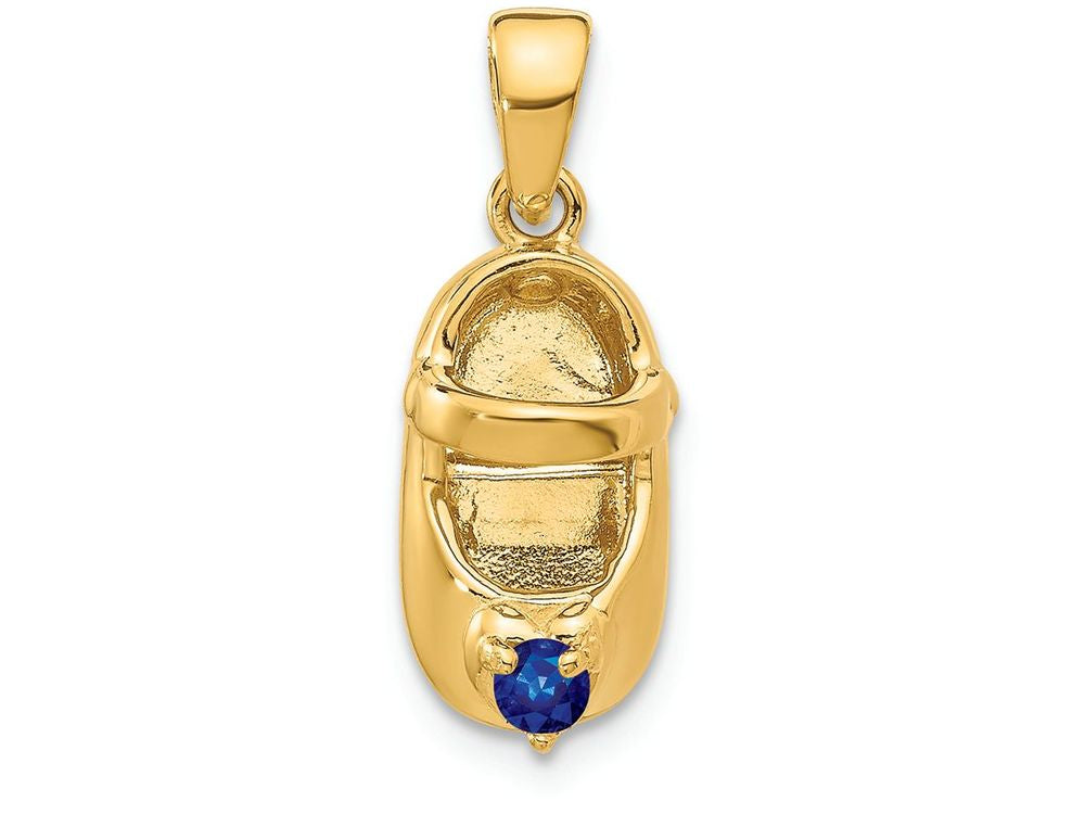 FJC Finejewelers 14k Yellow Gold 3D September Simulated Stone Engraveable Baby Shoe Charm