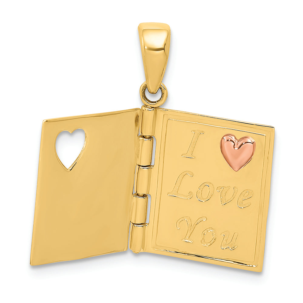 FJC Finejewelers 14k Two Tone 3d Moveable Sweetheart Book Charm