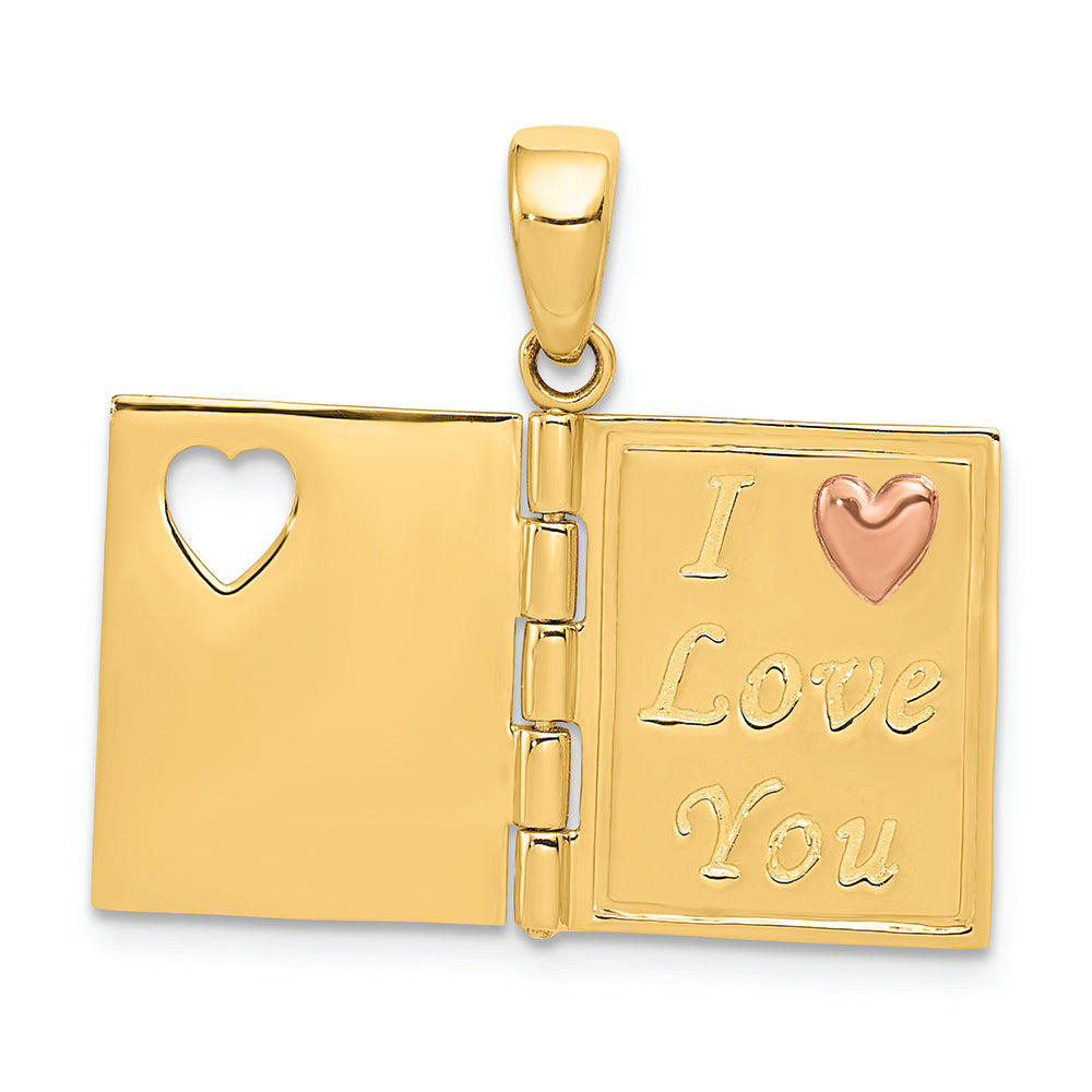 FJC Finejewelers 14k Two Tone 3d Moveable Sweetheart Book Charm