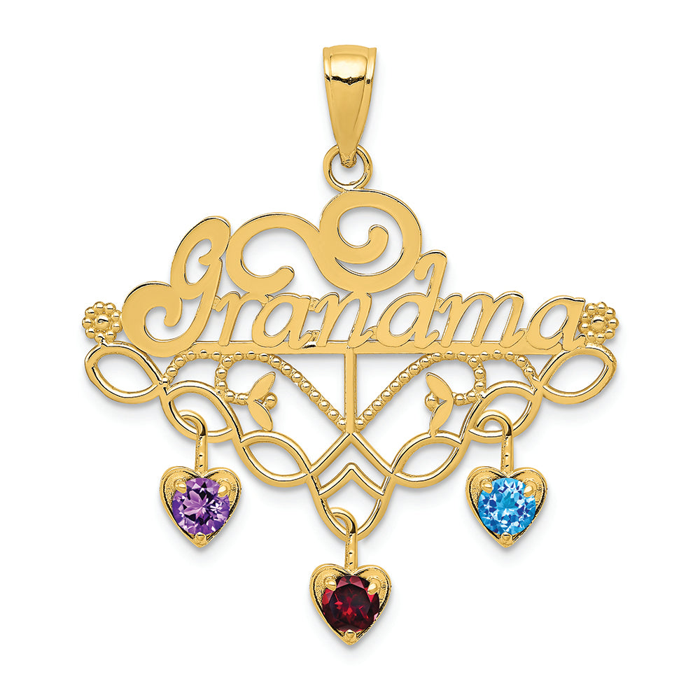FJC Finejewelers 14k Yellow Gold Grandma Birth Month Stone Charm Holder Charm