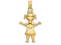 FJC Finejewelers 14k Yellow Gold Solid Polished Girl with Pig-tails Charm