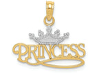 FJC Finejewelers 14k Yellow Gold with Rhodium Polished Princess with Crown Charm