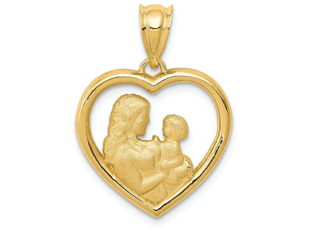 FJC Finejewelers 14k Yellow Gold Polished Satin Mombaby Heart Charm
