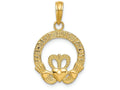 FJC Finejewelers 14k Yellow Gold Satin Bright Cut Flat-backed Claddagh Charm