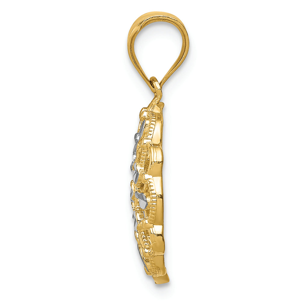 FJC Finejewelers 14k Yellow Gold with Rhodium Bright Cut Round Charm