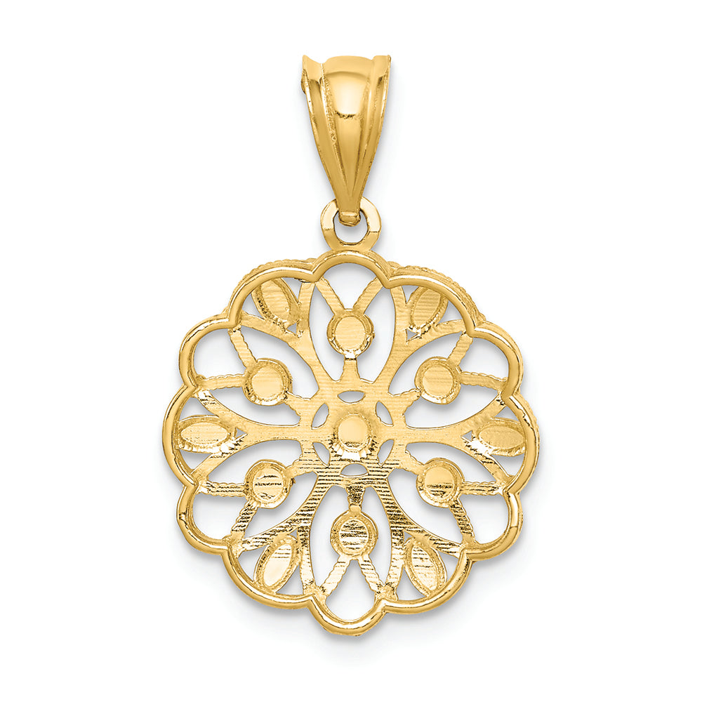 FJC Finejewelers 14k Yellow Gold with Rhodium Bright Cut Round Charm