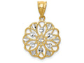 FJC Finejewelers 14k Yellow Gold with Rhodium Bright Cut Round Charm