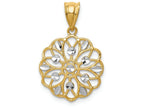 FJC Finejewelers 14k Yellow Gold with Rhodium Bright Cut Round Charm