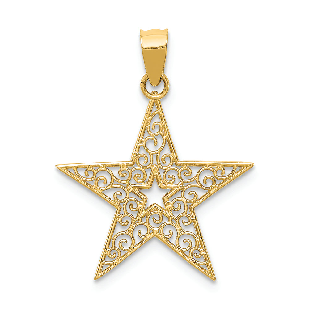 FJC Finejewelers 14k Yellow Gold Filigree Star Charm