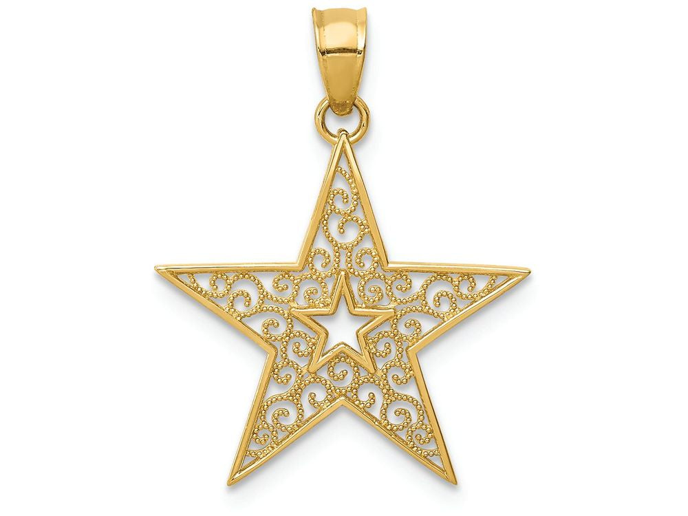 FJC Finejewelers 14k Yellow Gold Filigree Star Charm