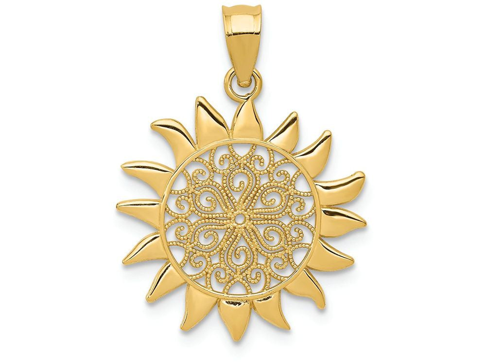 FJC Finejewelers 14k Yellow Gold Polished Filigree Sun Charm