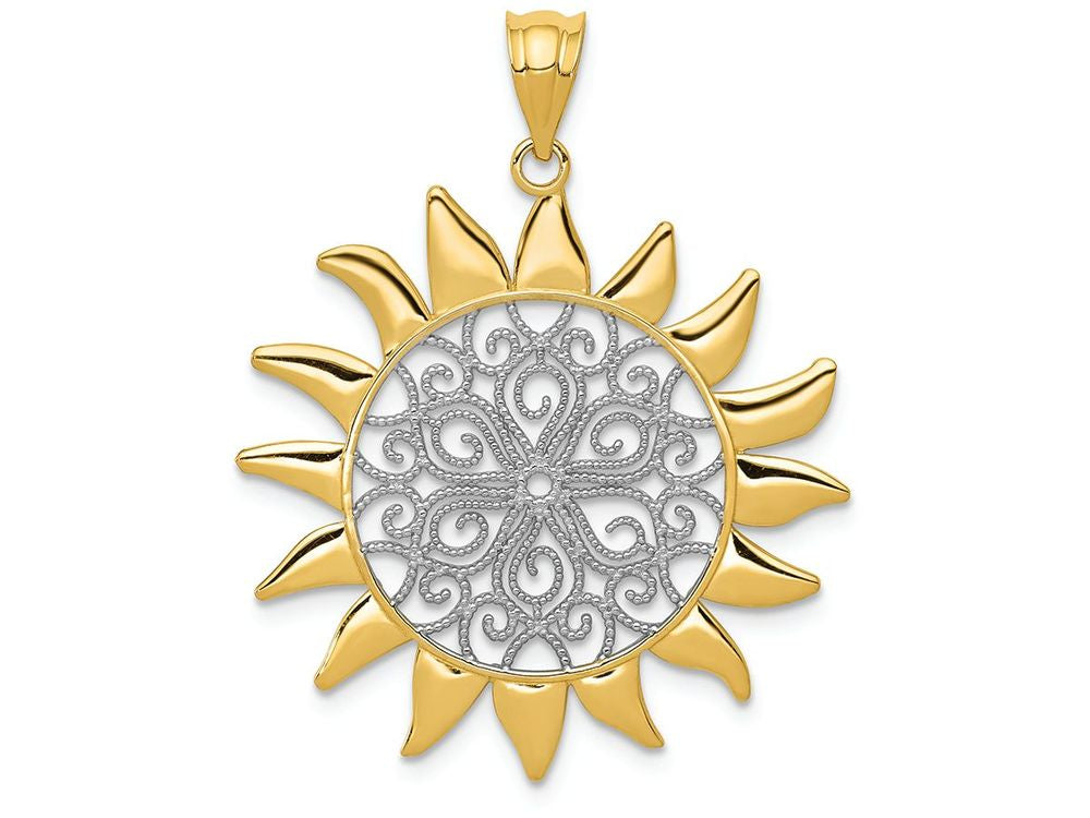 FJC Finejewelers 14k Yellow Gold with Rhodium Sun Filigree Charm
