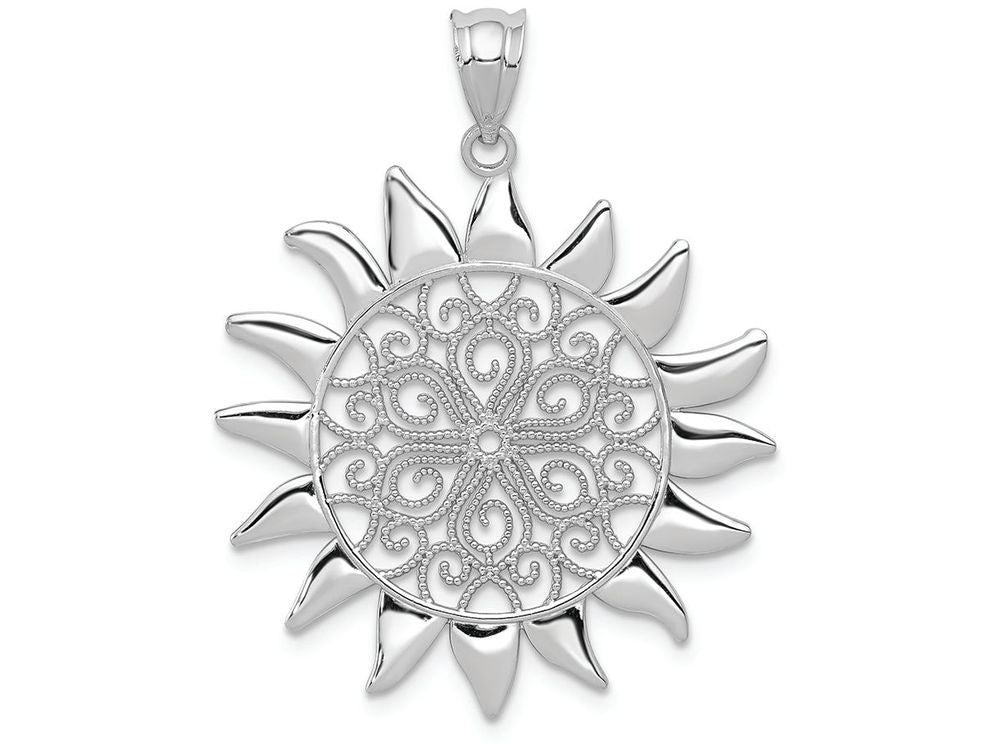 FJC Finejewelers 14k White Gold Filigree Sun Charm