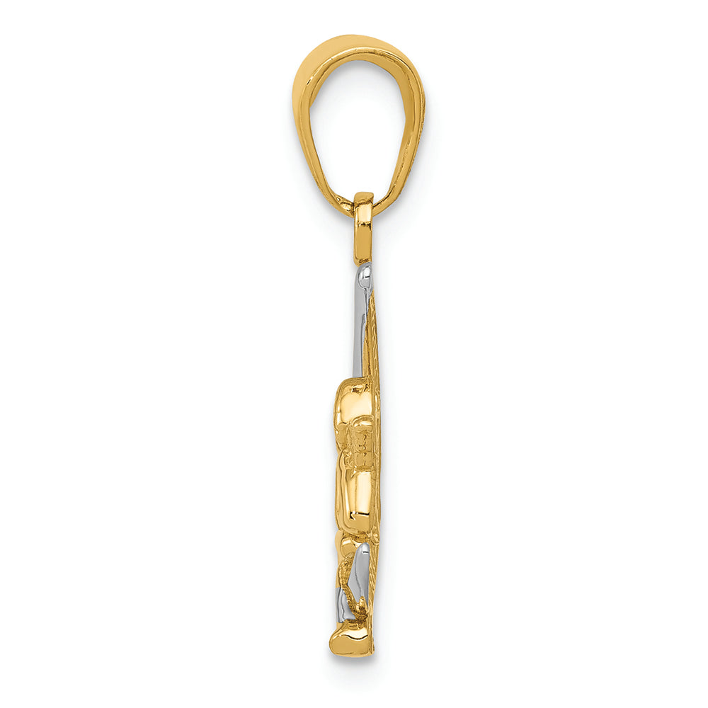 FJC Finejewelers 14k Yellow Gold with Rhodium Polished Moon with Angel Charm