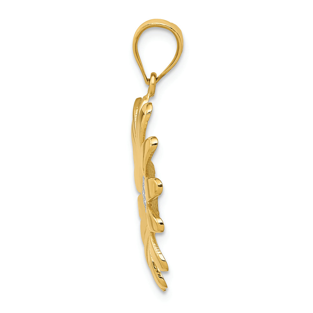FJC Finejewelers 14k Yellow Gold with Rhodium Sunflower Charm