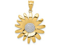 FJC Finejewelers 14k Yellow Gold with Rhodium Sunflower Charm