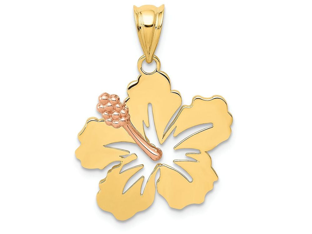 FJC Finejewelers 14k Yellow Rose Gold Hibiscus Flower Charm