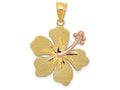 FJC Finejewelers 14k Two-tone Gold Yellowith Rose Hibiscus Charm