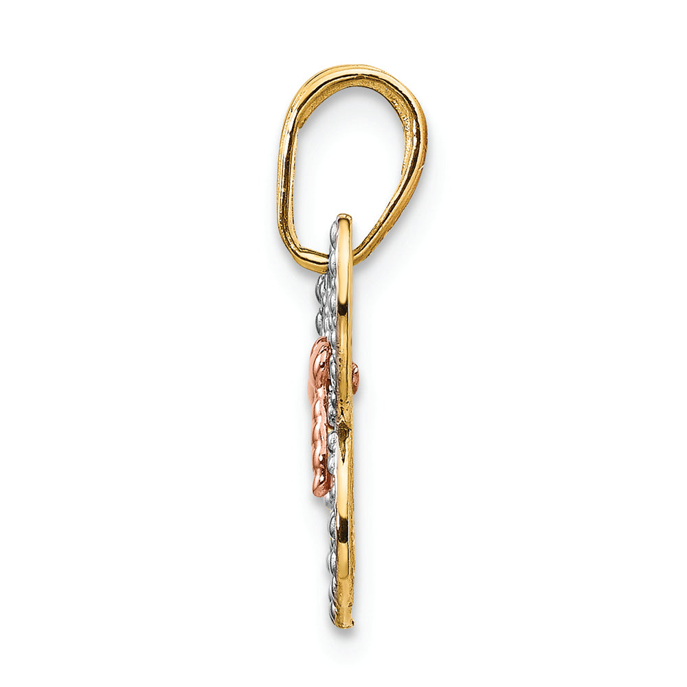 FJC Finejewelers 14k Yellow Rose Gold with with Rhodium Bright Cut Butterfly Charm