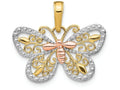 FJC Finejewelers 14k Yellow Rose Gold with with Rhodium Bright Cut Butterfly Charm