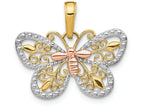 FJC Finejewelers 14k Yellow Rose Gold with with Rhodium Bright Cut Butterfly Charm