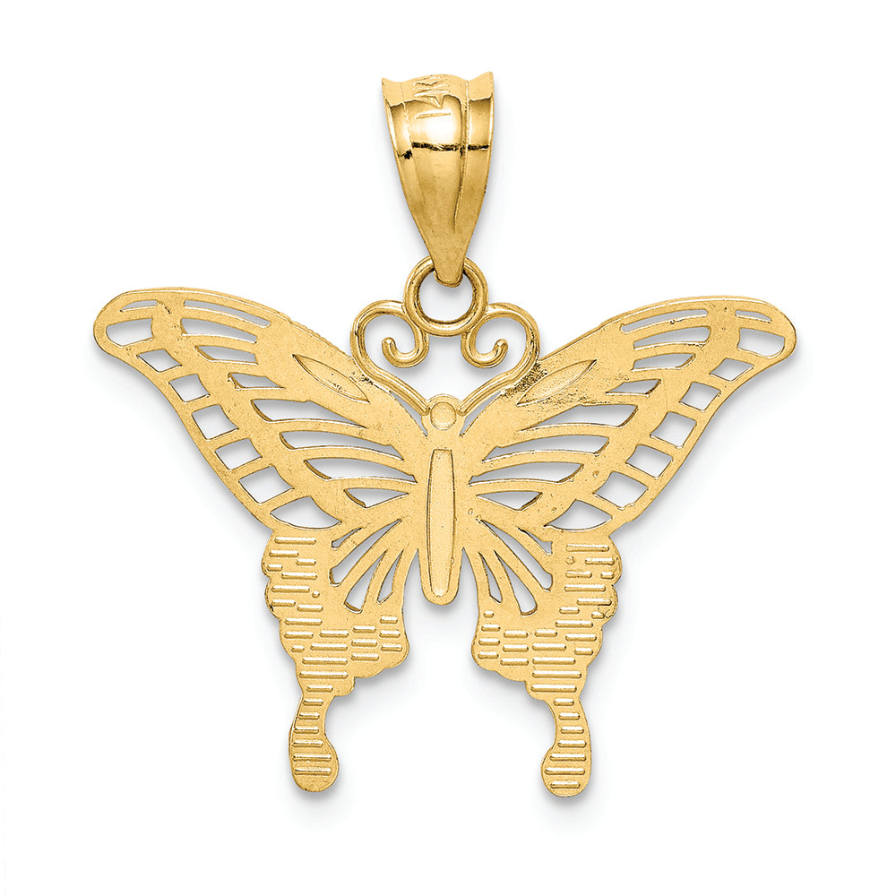 FJC Finejewelers 14k Yellow Gold with Rhodium Bright Cut Butterfly Charm