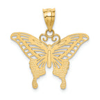 FJC Finejewelers 14k Yellow Gold with Rhodium Bright Cut Butterfly Charm