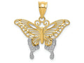 FJC Finejewelers 14k Yellow Gold with Rhodium Bright Cut Butterfly Charm