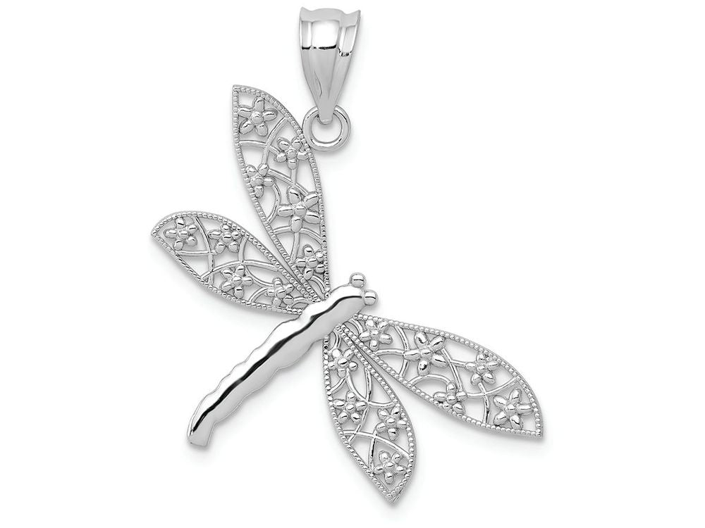FJC Finejewelers 14k White Gold Bright Cut Dragonfly Charm