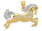 FJC Finejewelers 14k Yellow Gold with Rhodium Filigree Horse Charm