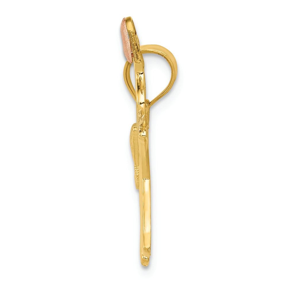 FJC Finejewelers 14k Yellow Rose Gold with with Rhodium Bright Cut Elephant with Heart Charm