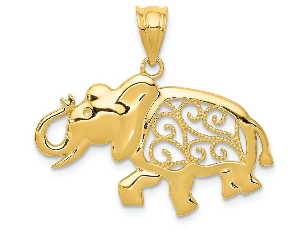 FJC Finejewelers 14k Yellow Gold Filigree Elephant Charm