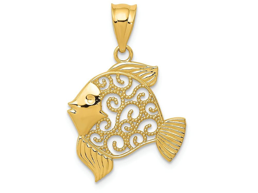 FJC Finejewelers 14k Yellow Gold Filigree Fish Charm