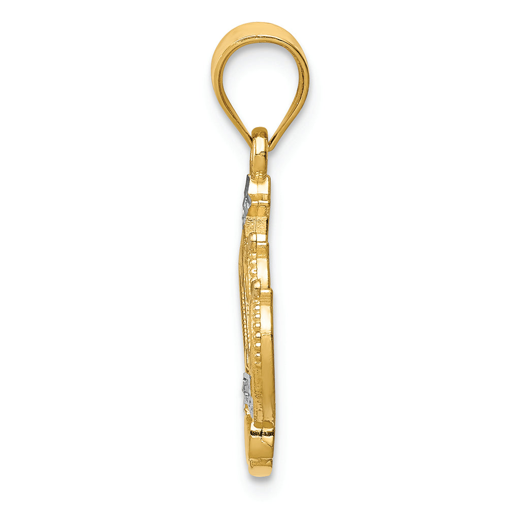 FJC Finejewelers 14k Yellow Gold with Rhodium Crown Charm