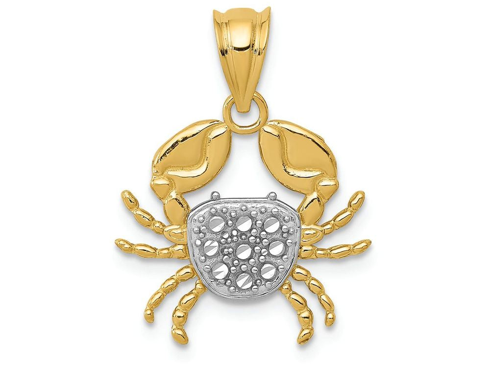 FJC Finejewelers 14k Yellow Gold with Rhodium Bright Cut Crab Charm