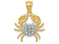 FJC Finejewelers 14k Yellow Gold with Rhodium Bright Cut Crab Charm
