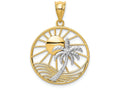 FJC Finejewelers 14k Two Tone Sun Palm Tree Charm