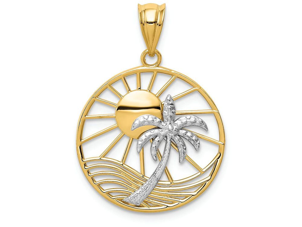 FJC Finejewelers 14k Two Tone Sun Palm Tree Charm