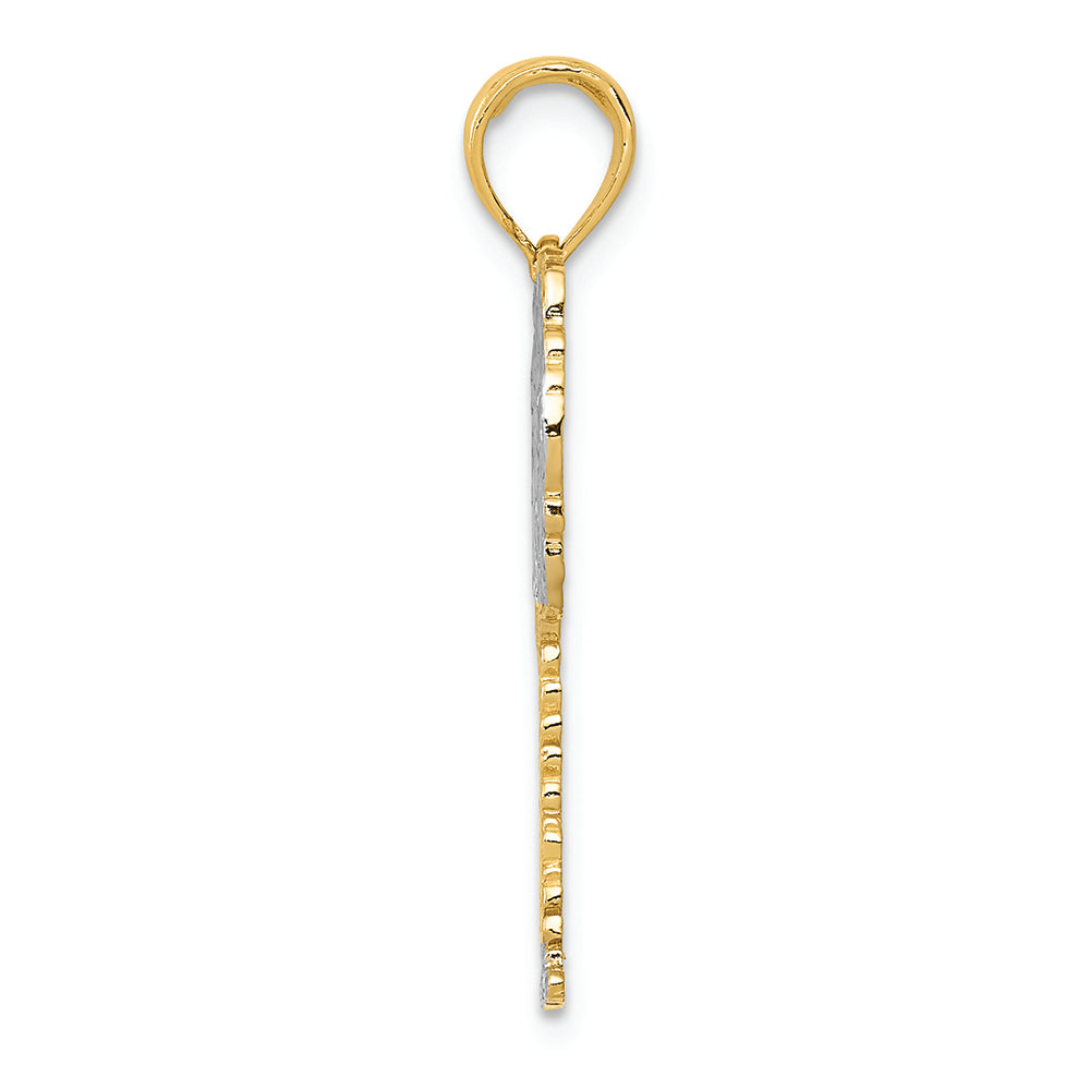 FJC Finejewelers 14k Yellow Gold with Rhodium Polished And Textured Palm Tree Charm