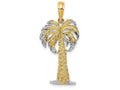 FJC Finejewelers 14k Yellow Gold with Rhodium Polished And Textured Palm Tree Charm