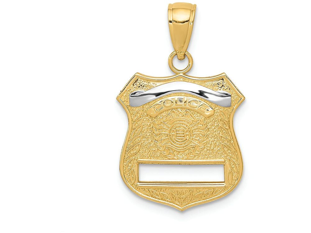 FJC Finejewelers 14k Yellow Gold with Rhodium Police Badge Charm